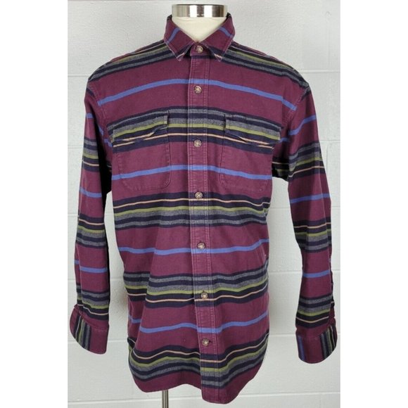 Duluth Trading Mens Burlyweight Chamois Flannel Button Front Shirt Burgundy L‎ - Picture 1 of 9